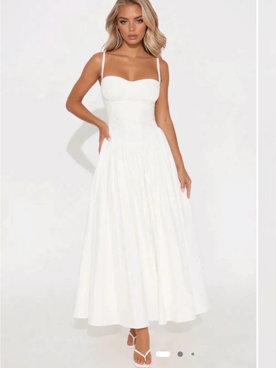 Fashion Nova White Midi Dress With Sweetheart Neckline